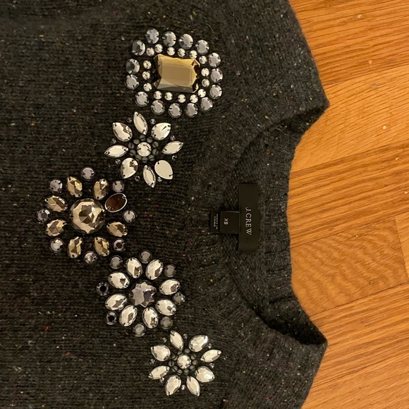 JCrew Jeweled Grey Knit Sweater - Picture 2 of 4